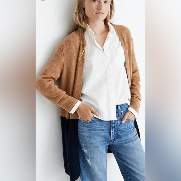 Madewell Sweaters - Madewell Classic Minimalist Capsule Kent Coziest Colorblock Cardigan Sweater Lg